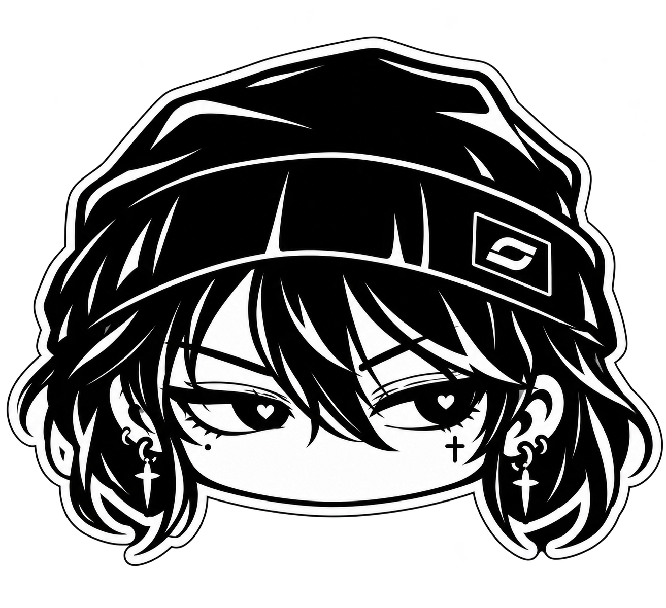 Mascote HEYO de gorro e olhos de coração